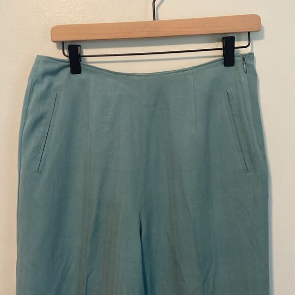Tommy Bahama Sea Blue Green Vintage Wide Leg 100% Silk Lightweight Pants Size 10 - Picture 2 of 9